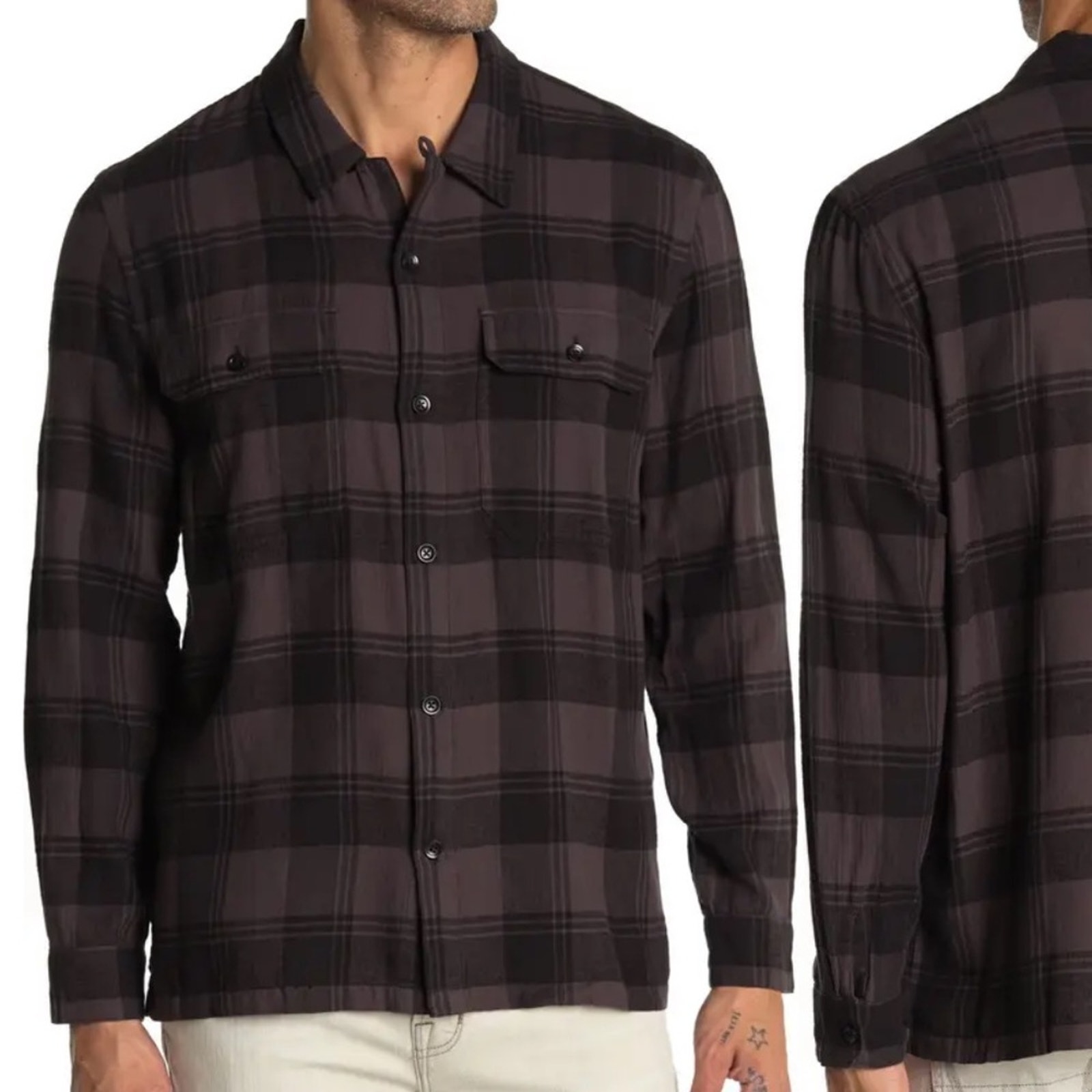 Nwt Baldwin Men’s Black Plaid Button Down Shirt
